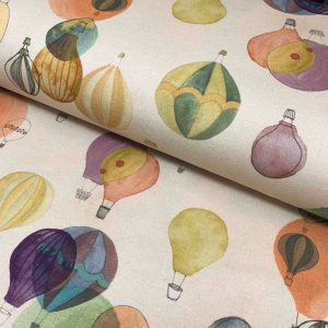 Úplet GOTS Air balloons cream digital print