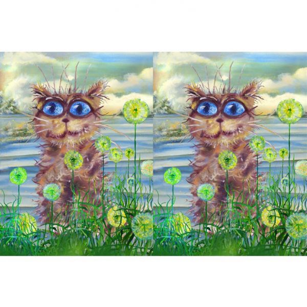 Úplet Psycho river cat digital print panel