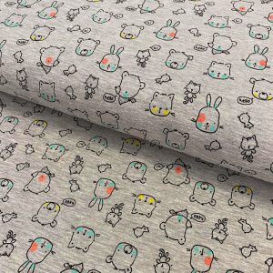 Úplet Baby animals light grey melange