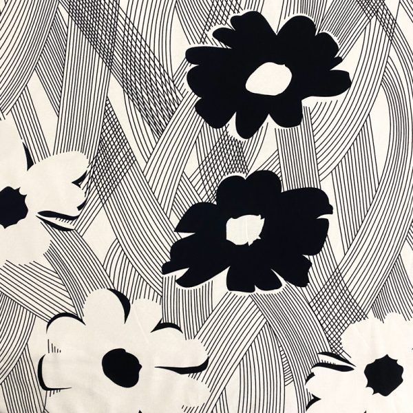 Úplet Black and white flowers digital print
