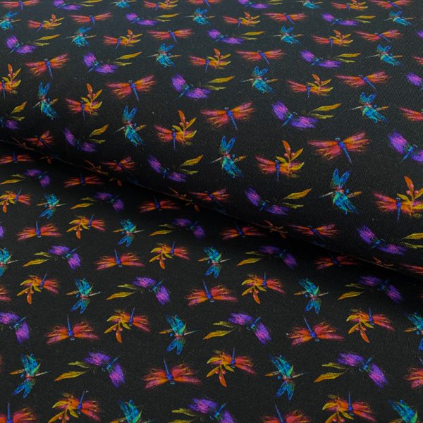 Úplet Neon dragonflies digital print