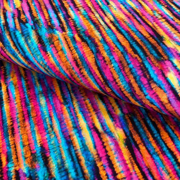 Úplet GOTS Colourful batik purple digital print
