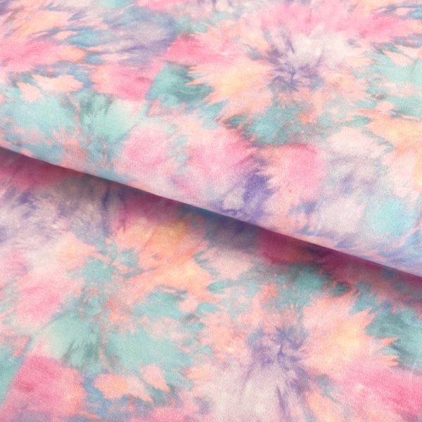 Úplet GOTS Colourful batik splash pastel digital print