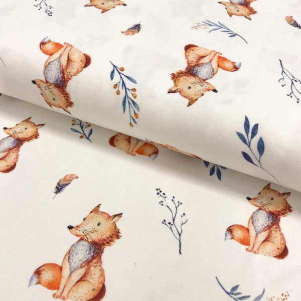 Úplet Snoozy fabrics Feather animals FOX digital print