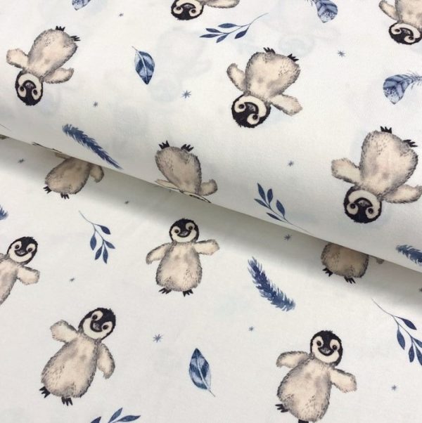 Úplet Snoozy fabrics Winter BIG penguin digital print