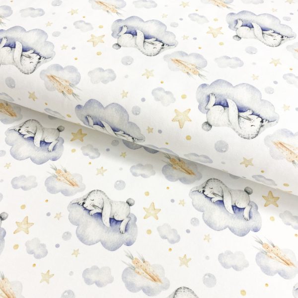 Úplet Snoozy fabrics Cloudy Cute rabbit digital print