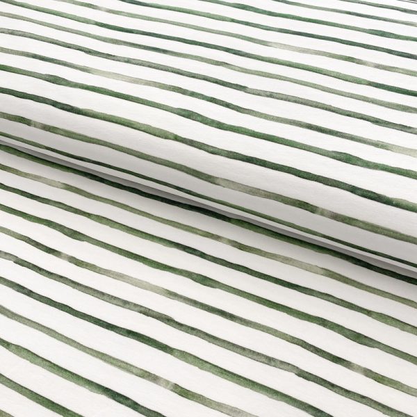 Úplet Snoozy fabrics Friends stripe old green digital print