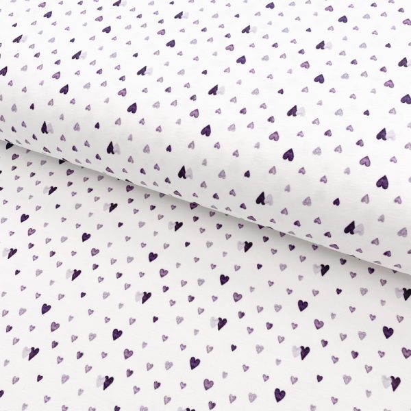 Úplet Snoozy fabrics Hearts violet digital print
