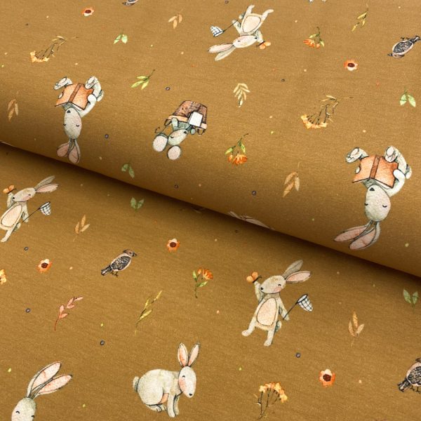 Úplet Snoozy fabrics Benny bunny BIG ochre digital print