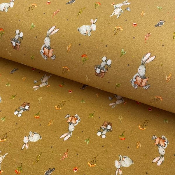 Úplet Snoozy fabrics Benny bunny MINI ochre digital print