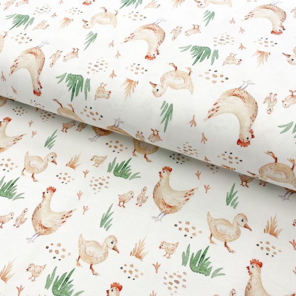 Úplet Snoozy fabrics Farm style Chicken family digital print