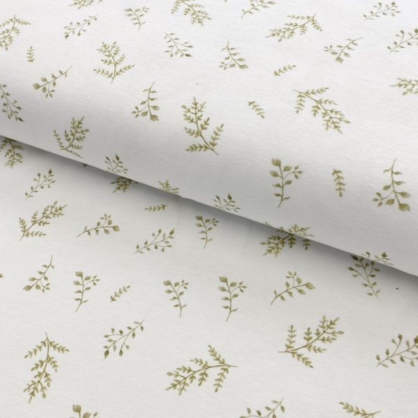 Úplet Sweet forest LEAVES white digital print