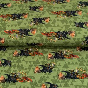 Úplet How to train your dragon green digital print