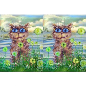 Úplet Psycho river cat digital print panel