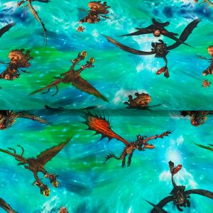 Úplet How to train your dragon azure digital print