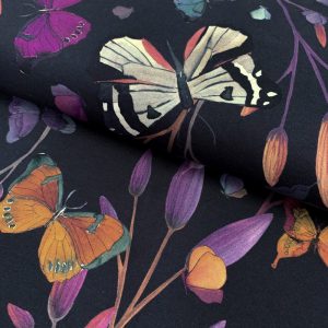 Úplet Butterflies navy digital print