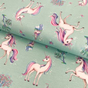 Úplet Unicorn paradise light blue digital print