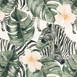 Úplet Monstera and Zebra digital print