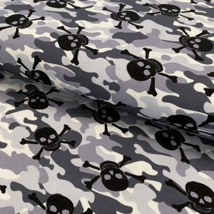 Úplet Skull camouflage grey digital print