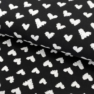 Úplet GOTS Graphic hearts black