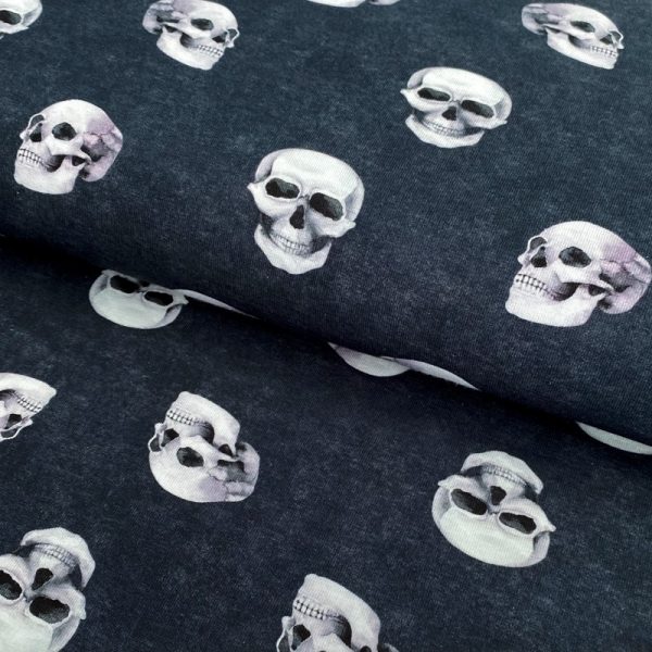 Úplet GOTS Skull navy digital print