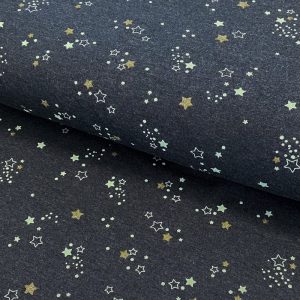 Úplet Glitter stars indigo melange