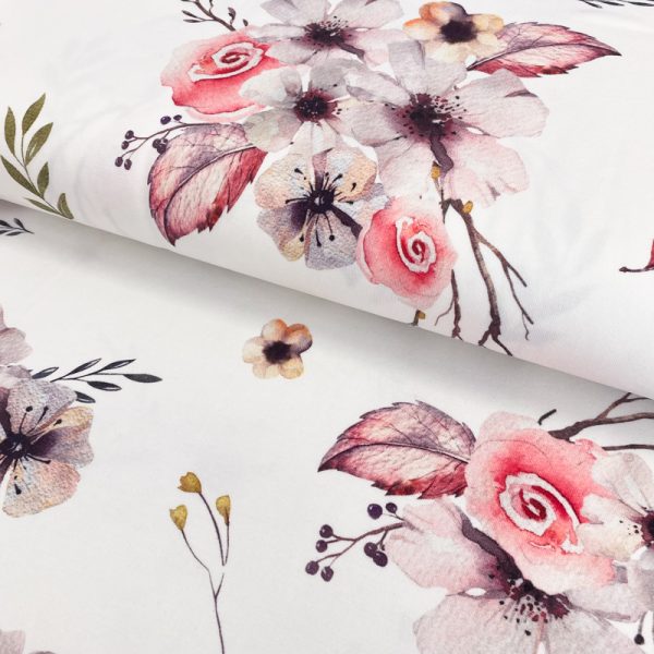 Úplet Snoozy fabrics Big flowers digital print