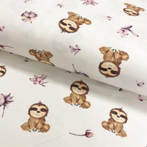 Úplet Snoozy fabrics Cute animals Sloth digital print