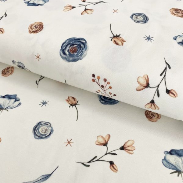 Úplet Snoozy fabrics Feather animals flowers digital print