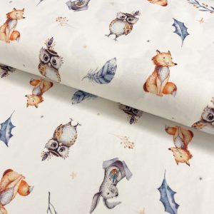 Úplet Snoozy fabrics Feather animals owls digital print