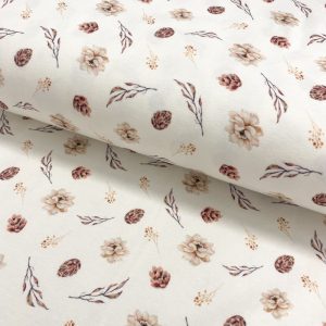 Úplet Snoozy fabrics Squirrel little flowers digital print