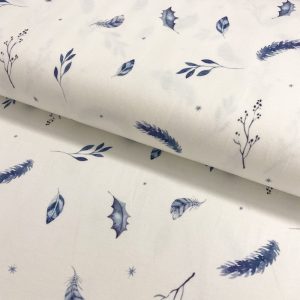 Úplet Snoozy fabrics Winter feathers digital print