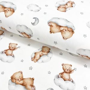 Úplet Snoozy fabrics Cloudy Teddy bear digital print