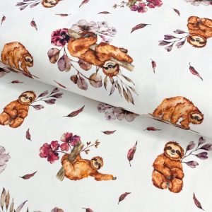 Úplet Snoozy fabrics Pinky sloth digital print