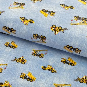 Úplet Jeans construction vehicles blue