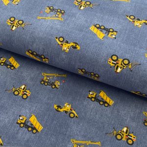 Úplet Jeans construction vehicles navy