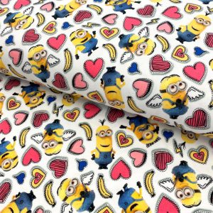 Úplet MINIONS In love white digital print