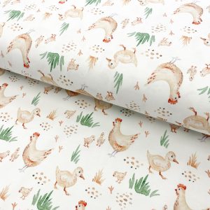 Úplet Snoozy fabrics Farm style Chicken family digital print