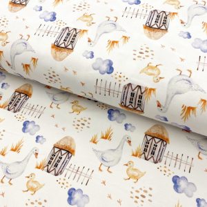 Úplet Snoozy fabrics Farm style Goose digital print