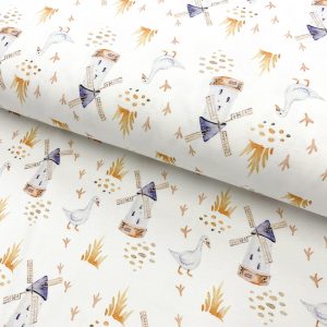 Úplet Snoozy fabrics Farm style Windmill digital print