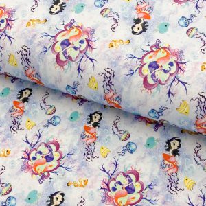 Úplet Snoozy fabrics Mermaids violet digital print