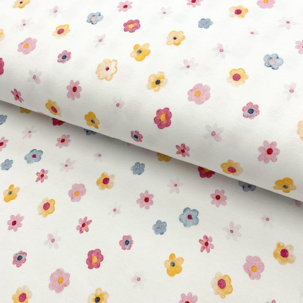 Úplet Snoozy fabrics Pink Dinos flowers digital print