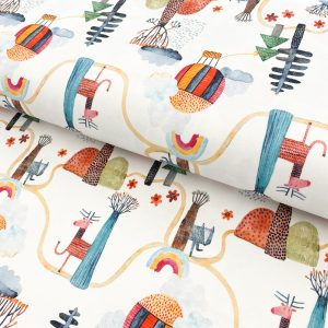 Úplet Snoozy fabrics Playful landscape design A digital print